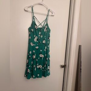 Green Mini cross back dress